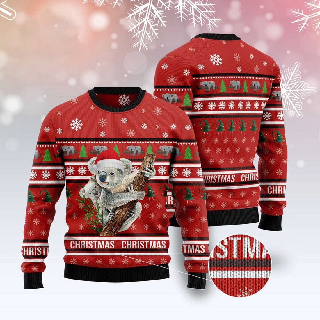 FUNSTUFFPRINT Merry Christmas Koala Ugly Christmas Sweater, Christmas Sweater, Ugly Sweater, Funny Xmas Sweaters Ugly Sweater