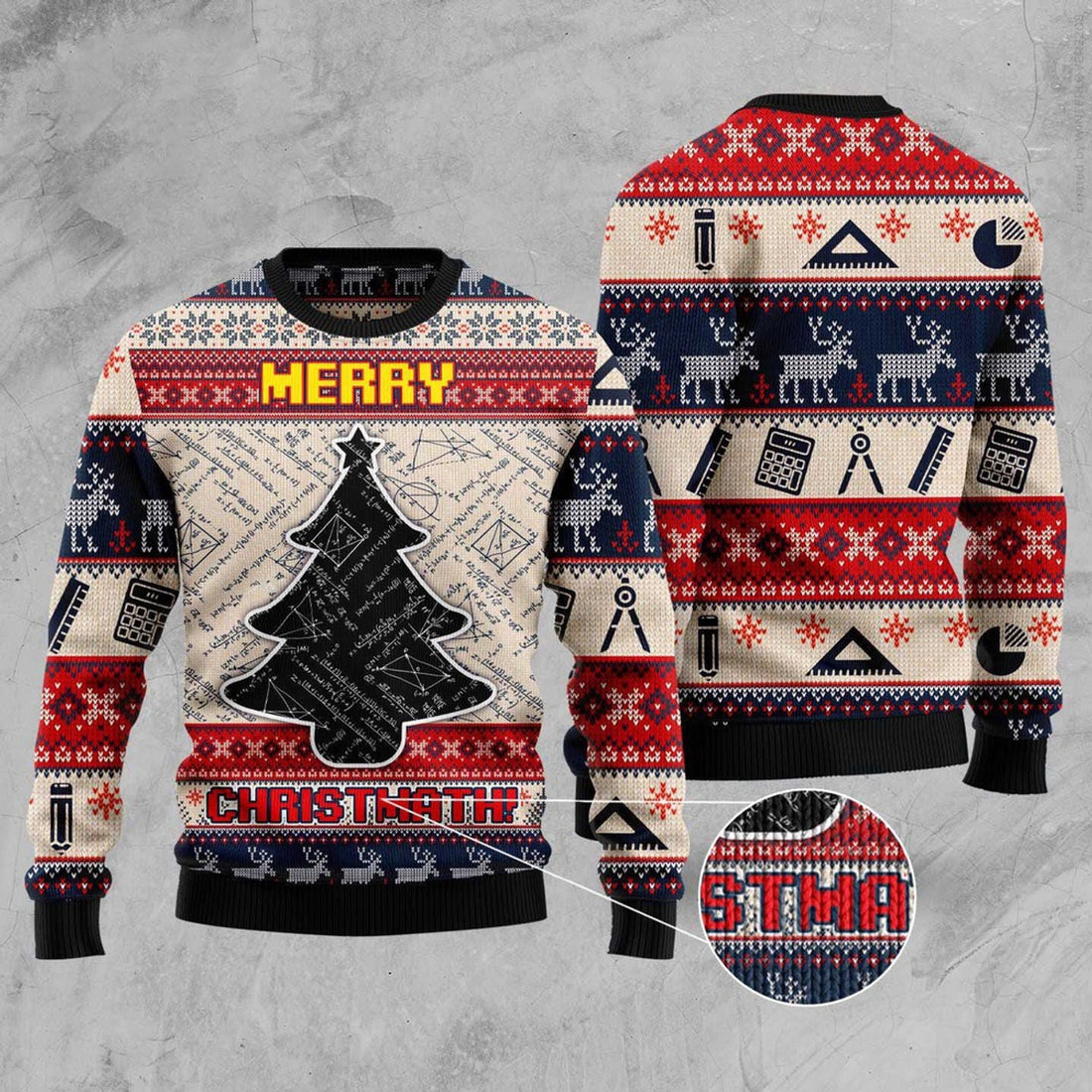 FUNSTUFFPRINT Merry Christmath Ugly Christmas Sweater, Christmas Sweater, Ugly Sweater, Funny Xmas Sweaters Ugly Sweater