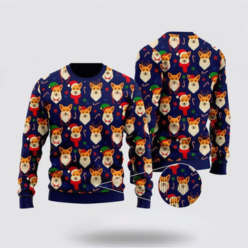 FUNSTUFFPRINT Merry Corgmas Corgi Dog Lover Ugly Christmas Sweater For Men And Women, Gift For Christmas, Best Winter Christmas Outfit Ugly Sweater