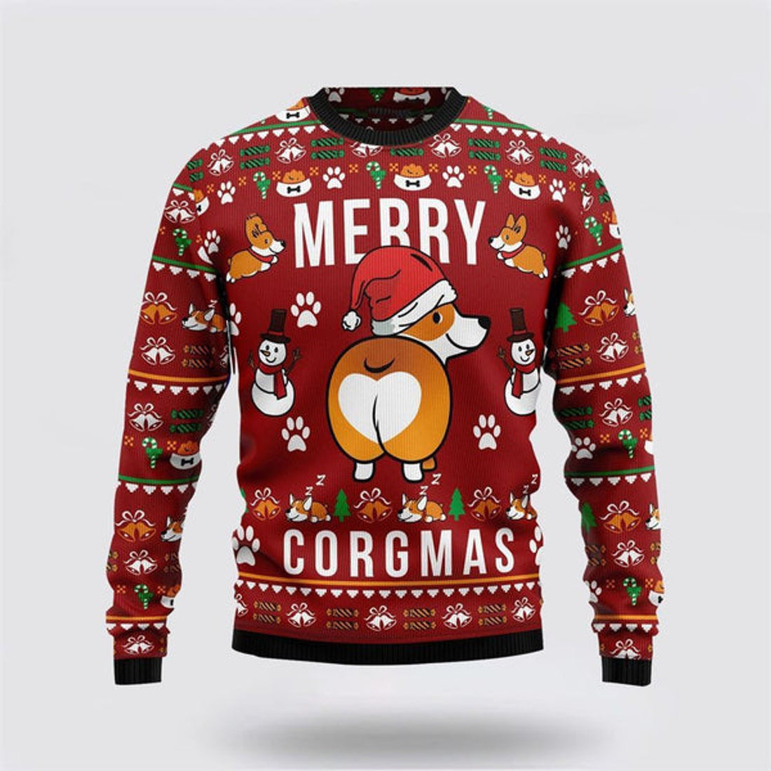FUNSTUFFPRINT Merry Corgmas Pattern Ugly Christmas Sweater For Men And Women, Gift For Christmas, Best Winter Christmas Outfit Ugly Sweater
