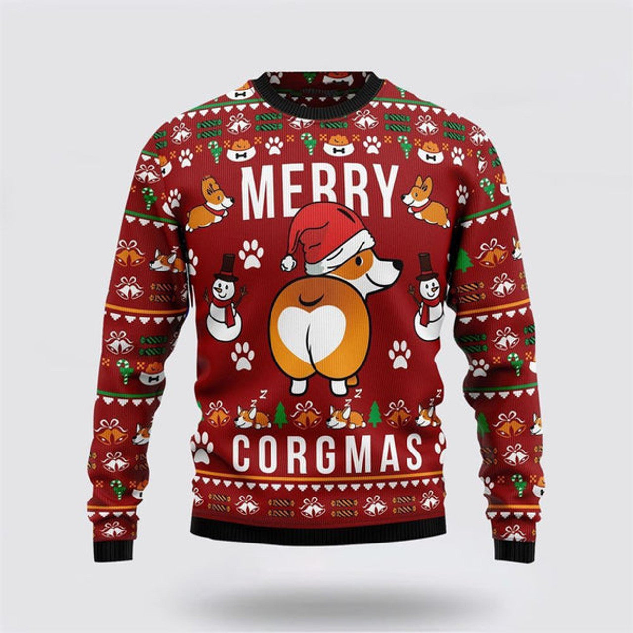 FUNSTUFFPRINT Merry Corgmas Pattern Ugly Christmas Sweater For Men And Women, Gift For Christmas, Best Winter Christmas Outfit Ugly Sweater