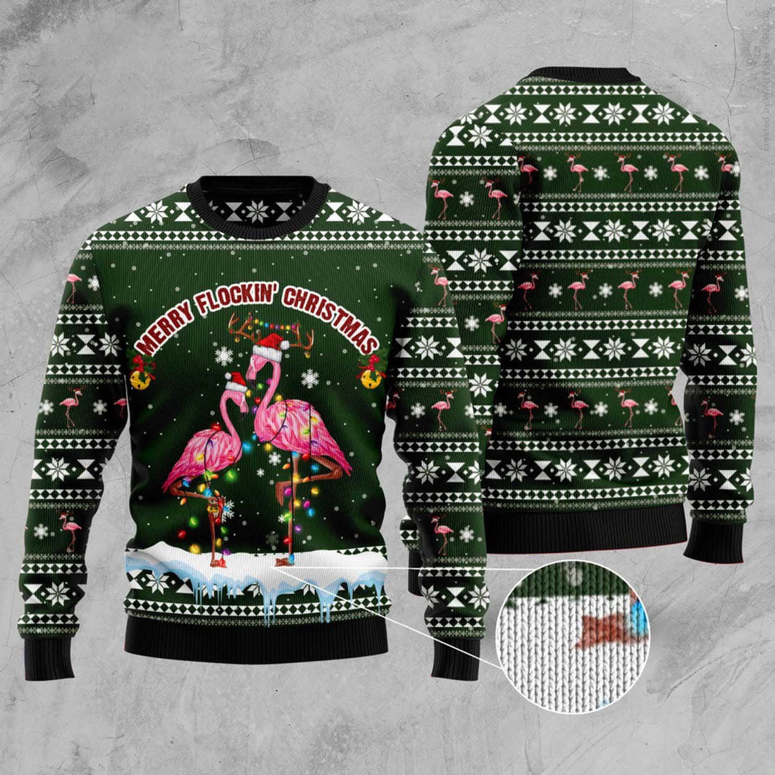 FUNSTUFFPRINT Merry Flockin Christmas Ugly Christmas Sweater, Christmas Sweater, Ugly Sweater, Funny Xmas Sweaters Ugly Sweater