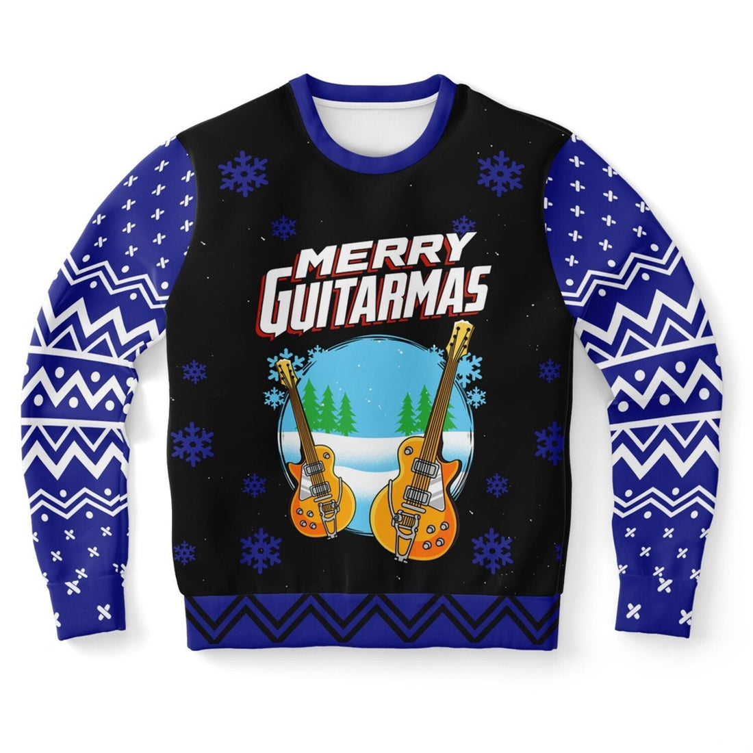 FUNSTUFFPRINT Merry Guitarmas Ugly Christmas Sweater, Christmas Sweater, Ugly Sweater, Funny Xmas Sweaters Ugly Sweater