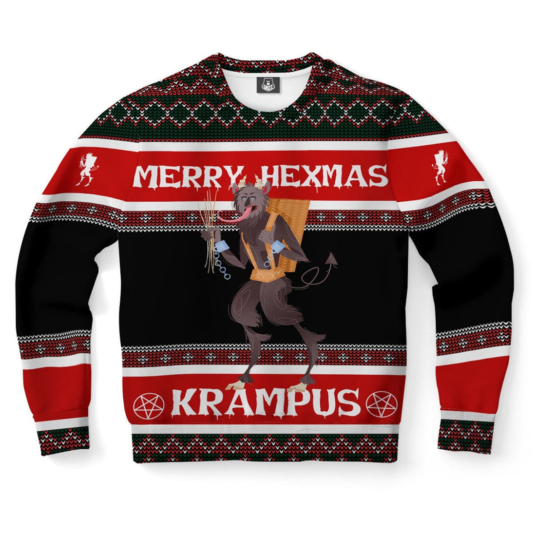 FUNSTUFFPRINT Merry Hexmas Krampus Ugly Christmas Sweater, Christmas Sweater, Ugly Sweater, Funny Xmas Sweaters Ugly Sweater