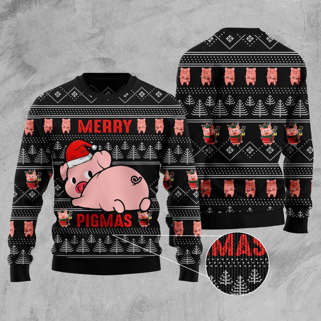 FUNSTUFFPRINT Merry Pigmas Ugly Christmas Sweater, Christmas Sweater, Ugly Sweater, Funny Xmas Sweaters Ugly Sweater