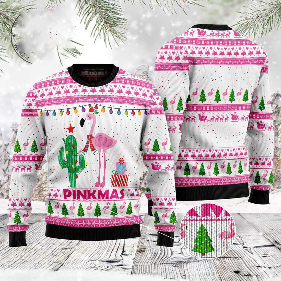 FUNSTUFFPRINT Merry Pinkmas Ugly Christmas Sweater, Christmas Sweater, Ugly Sweater, Funny Xmas Sweaters Ugly Sweater