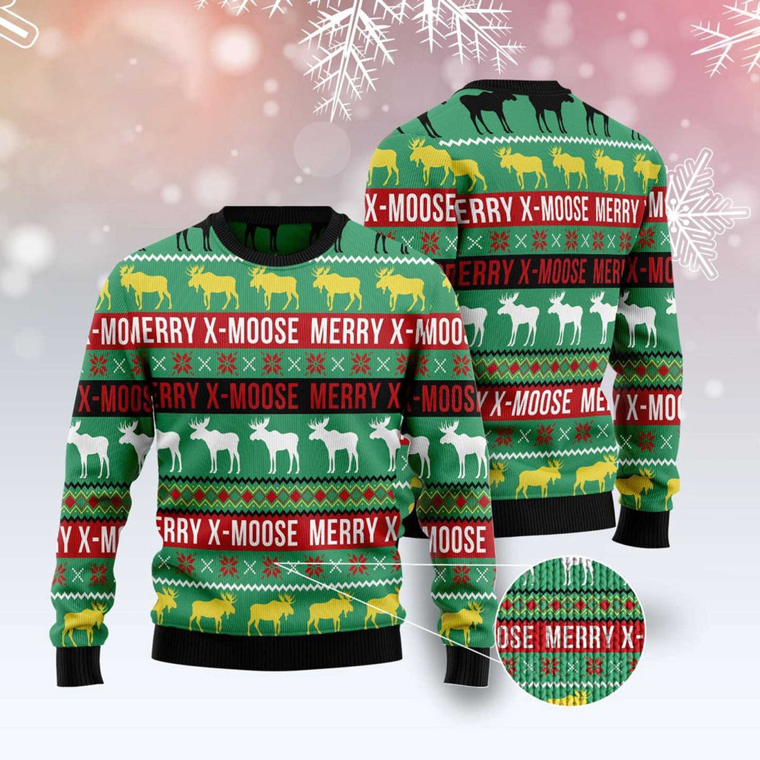 FUNSTUFFPRINT Merry X-Moose Ugly Christmas Sweater, Christmas Sweater, Ugly Sweater, Funny Xmas Sweaters Ugly Sweater