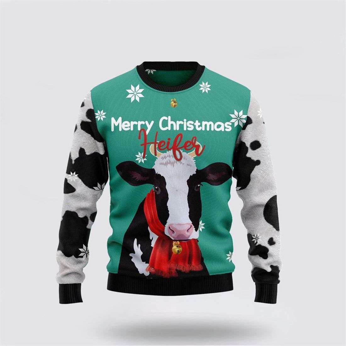 FUNSTUFFPRINT Merry christmas heifer Cow Ugly Christmas Sweater – Sweater Gifts For Pet Lover Ugly  Sweater