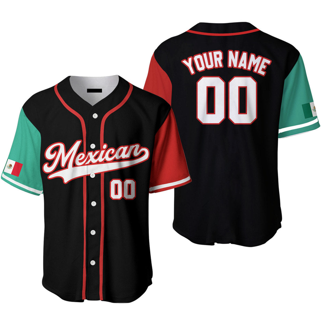 Custom Mexican Flag Any Color Style Custom Name Baseball Jerseys, Gift for Mexican