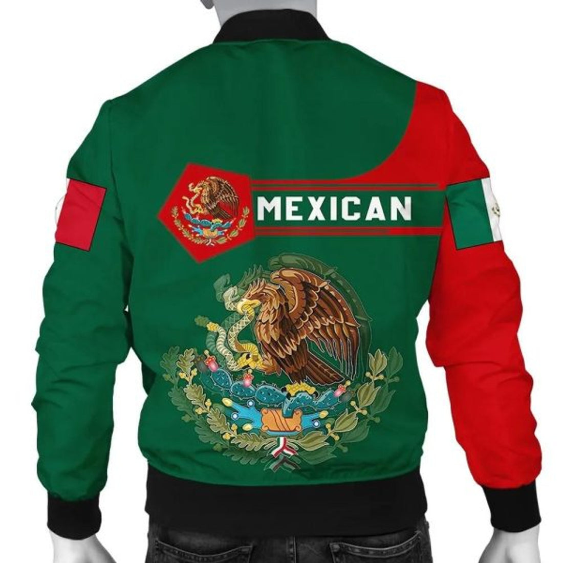FUNSTUFFPRINTI Mexico Coat Of Arms Men Bomber Jacket Simple Style Bomber Jacket