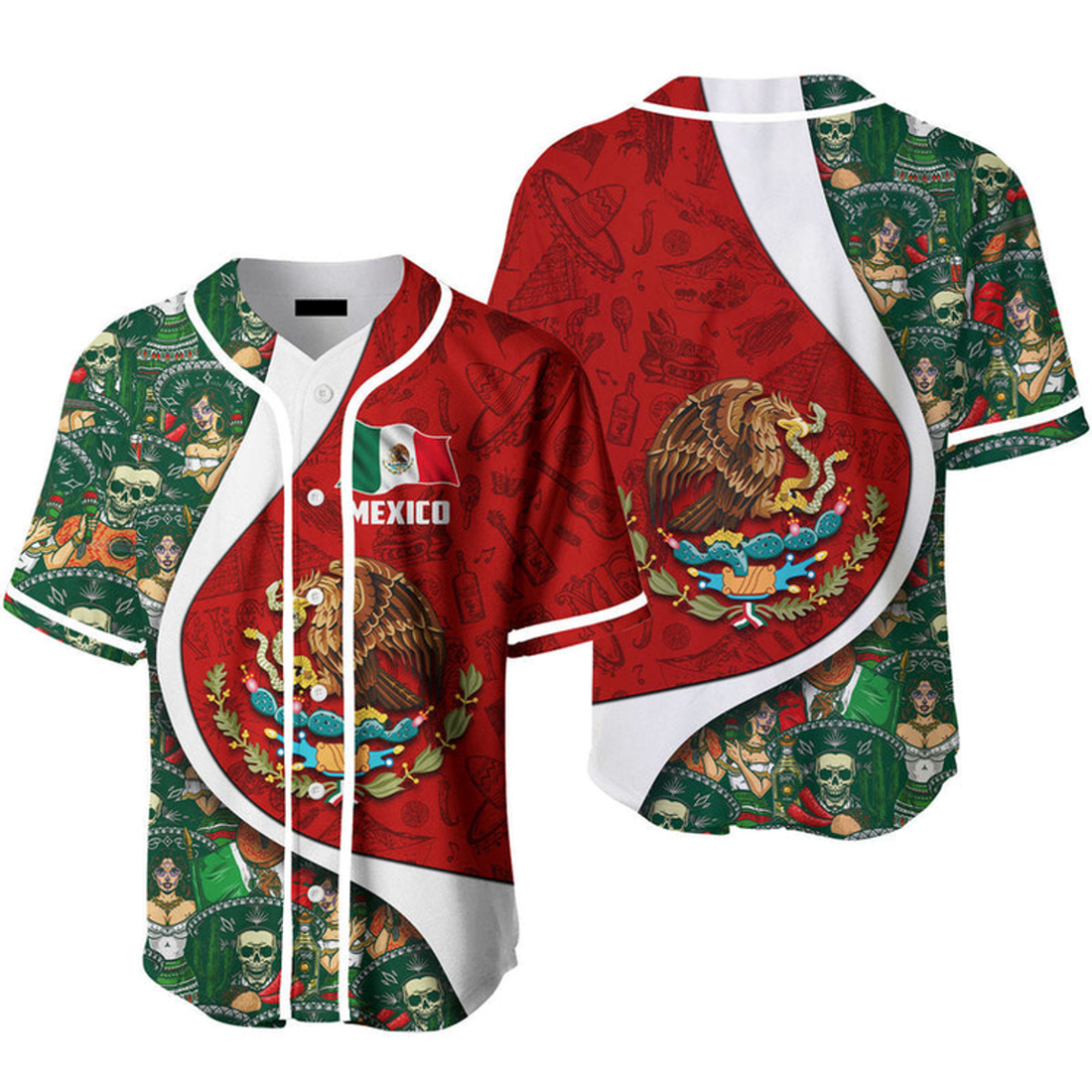 Mexico Flag Baseball Jersey, Idea Gift for Men & Women, Gift For Mexicans
