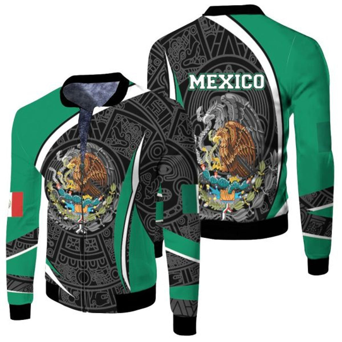 FUNSTUFFPRINTI Mexico Flag Patriotic 3D Bomber Jacket