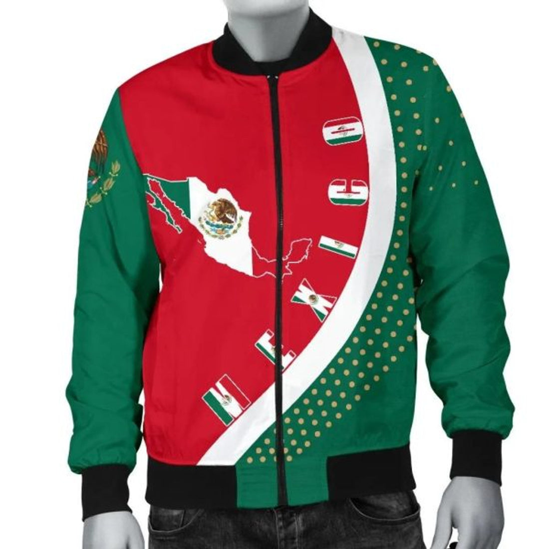 FUNSTUFFPRINTI Mexico Men's Bomber Jacket Map Generation II Bomber Jacket