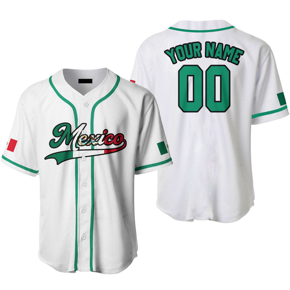Custom Mexico Text Pattern White Red Black Custom Name Baseball Jerseys, Idea Gift for Mexican
