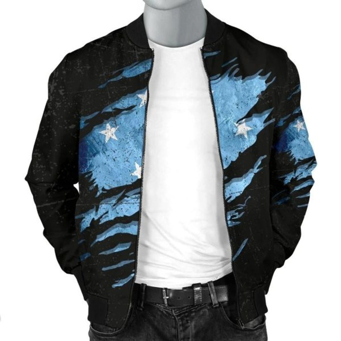 FUNSTUFFPRINTI Micronesia In Me Men's Bomber Jacket - Special Grunge Style Bomber Jacket