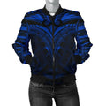FUNSTUFFPRINTI Micronesia Tattoo Women's Bomber Jacket (Blue) Bomber Jacket