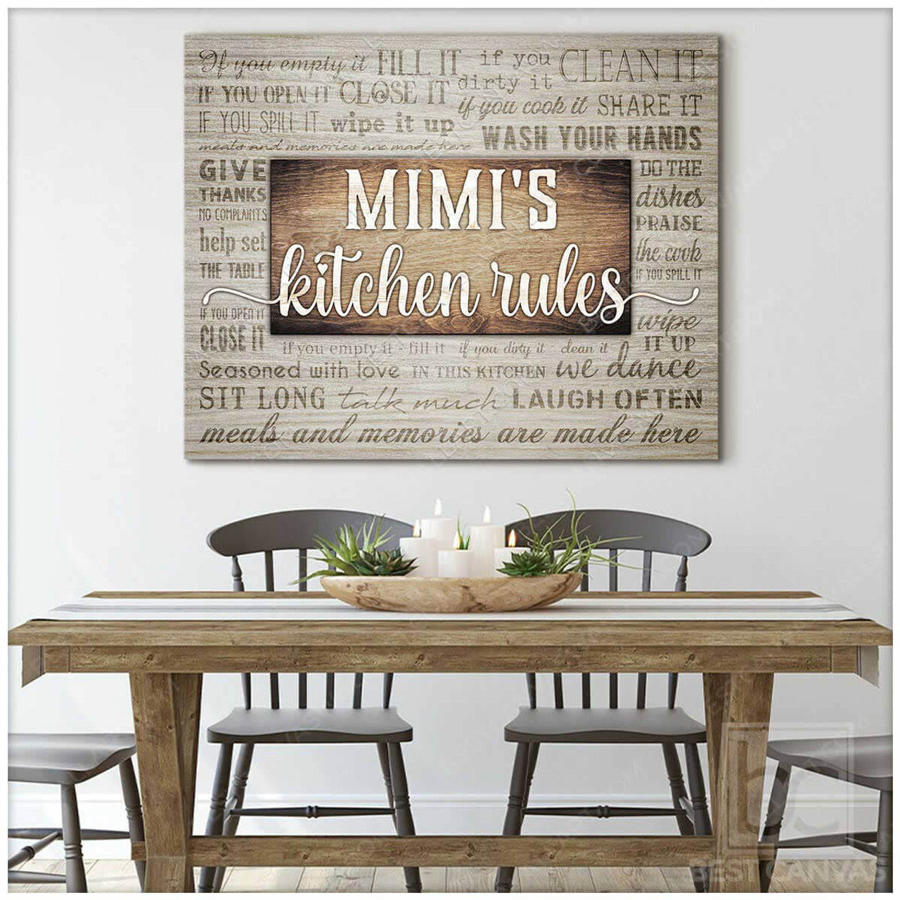 Mimi’s Kitchen Rules, Kitchen Poster, Wall Decor Poster and Canvas