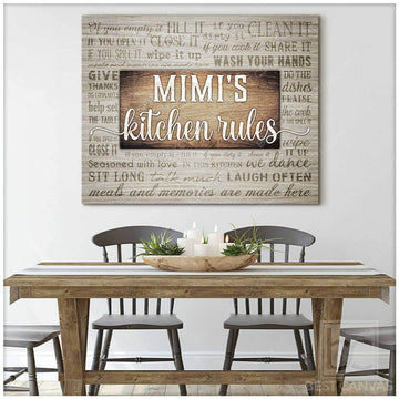 Mimi’s Kitchen Rules, Kitchen Poster, Wall Decor Poster and Canvas