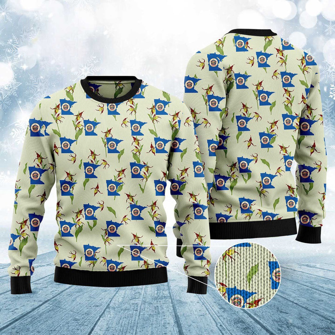 FUNSTUFFPRINT Minnesota Lady Slipper Ugly Christmas Sweater, Christmas Sweater, Ugly Sweater, Funny Xmas Sweaters Ugly Sweater