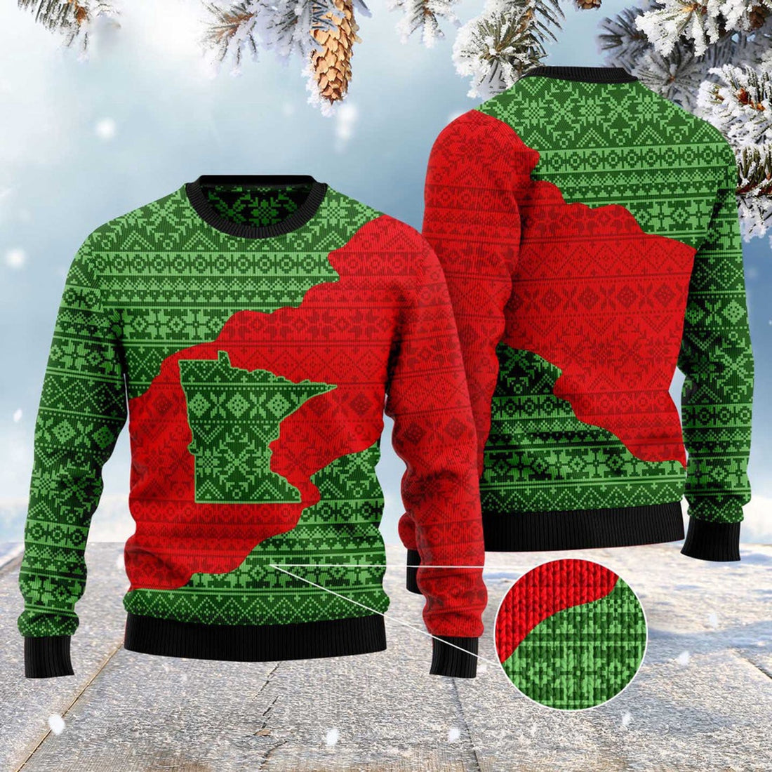 FUNSTUFFPRINT Minnesota Lover Ugly Christmas Sweater, Christmas Sweater, Ugly Sweater, Funny Xmas Sweaters Ugly Sweater