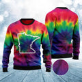 FUNSTUFFPRINT Minnesota Nice Tie Dye Ugly Christmas Sweater, Christmas Sweater, Ugly Sweater, Funny Xmas Sweaters Ugly Sweater