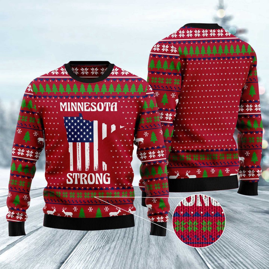 FUNSTUFFPRINT Minnesota Strong Ugly Christmas Sweater, Christmas Sweater, Ugly Sweater, Funny Xmas Sweaters Ugly Sweater