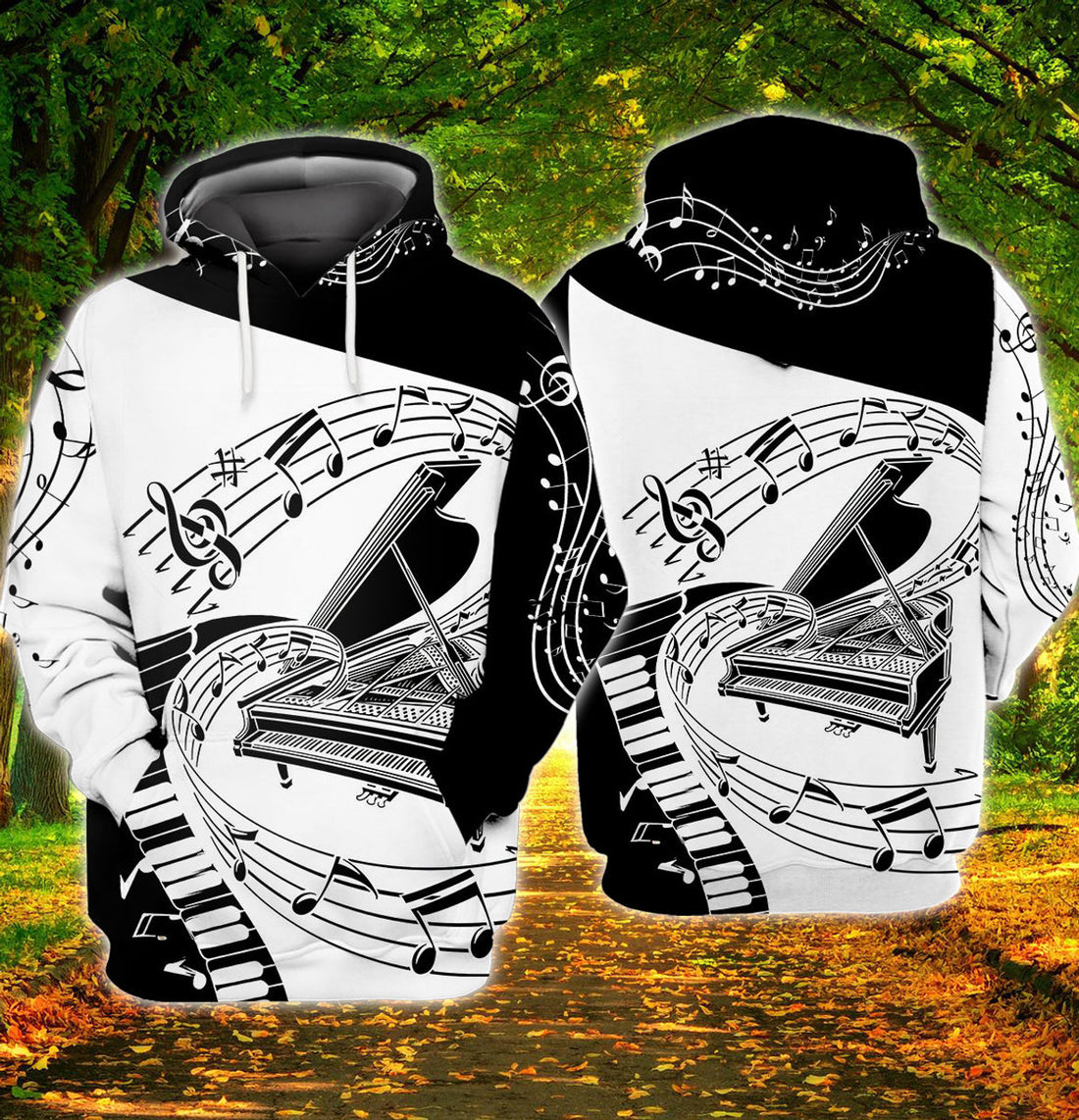 FUNSTUFFPRINT Piano, 3D Full Print 08 3D Hoodie and Zip Hoodie