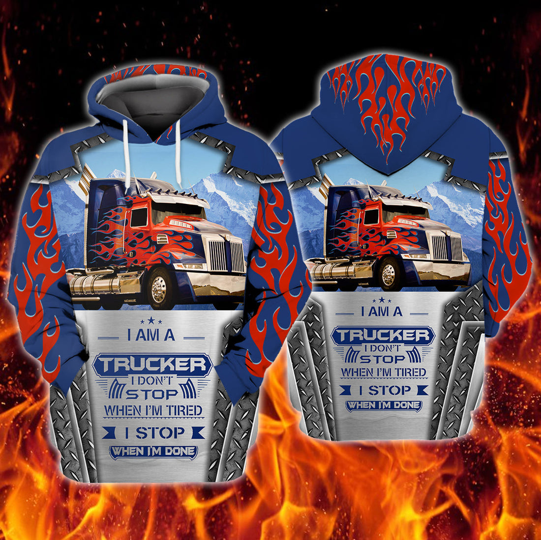 FUNSTUFFPRINT - Trucker Full Print - Tad 57
 3D Hoodie and Zip Hoodie