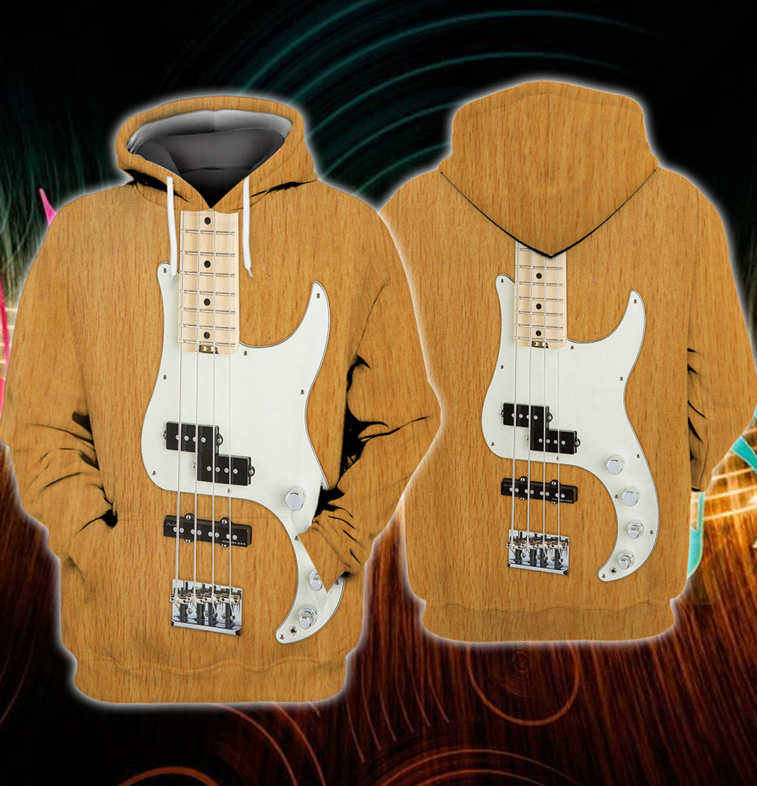 FUNSTUFFPRINT BASS GUITAR - NA93
 3D Hoodie and Zip Hoodie