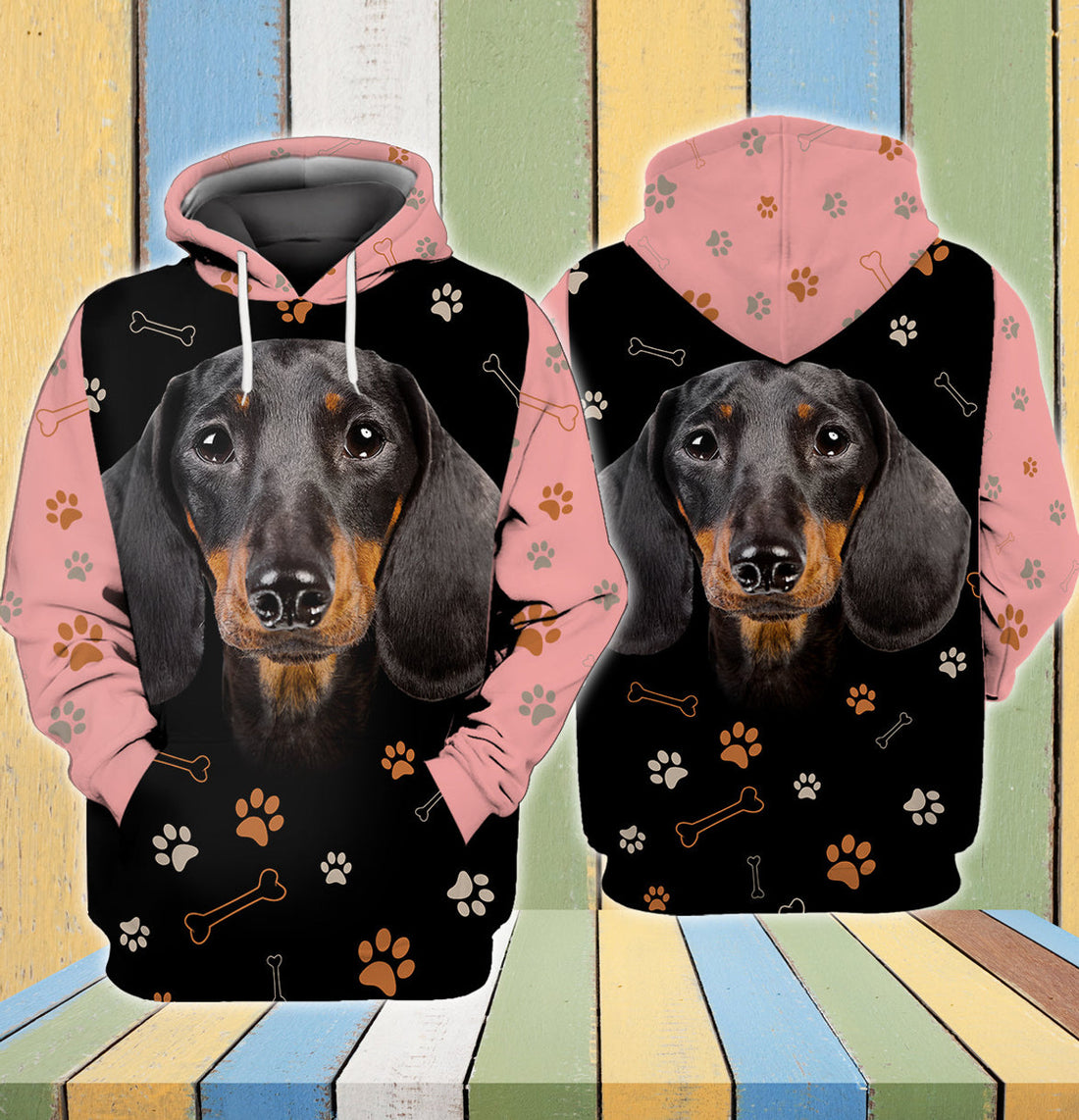 FUNSTUFFPRINT Dachshund And Pink 3D Hoodie and Zip Hoodie