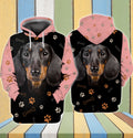 FUNSTUFFPRINT Dachshund And Pink 3D Hoodie and Zip Hoodie
