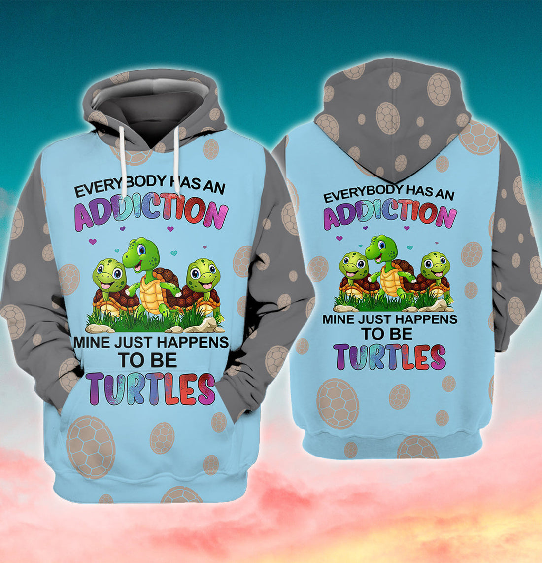 FUNSTUFFPRINT TURTLES - MITRU 3D Hoodie and Zip Hoodie