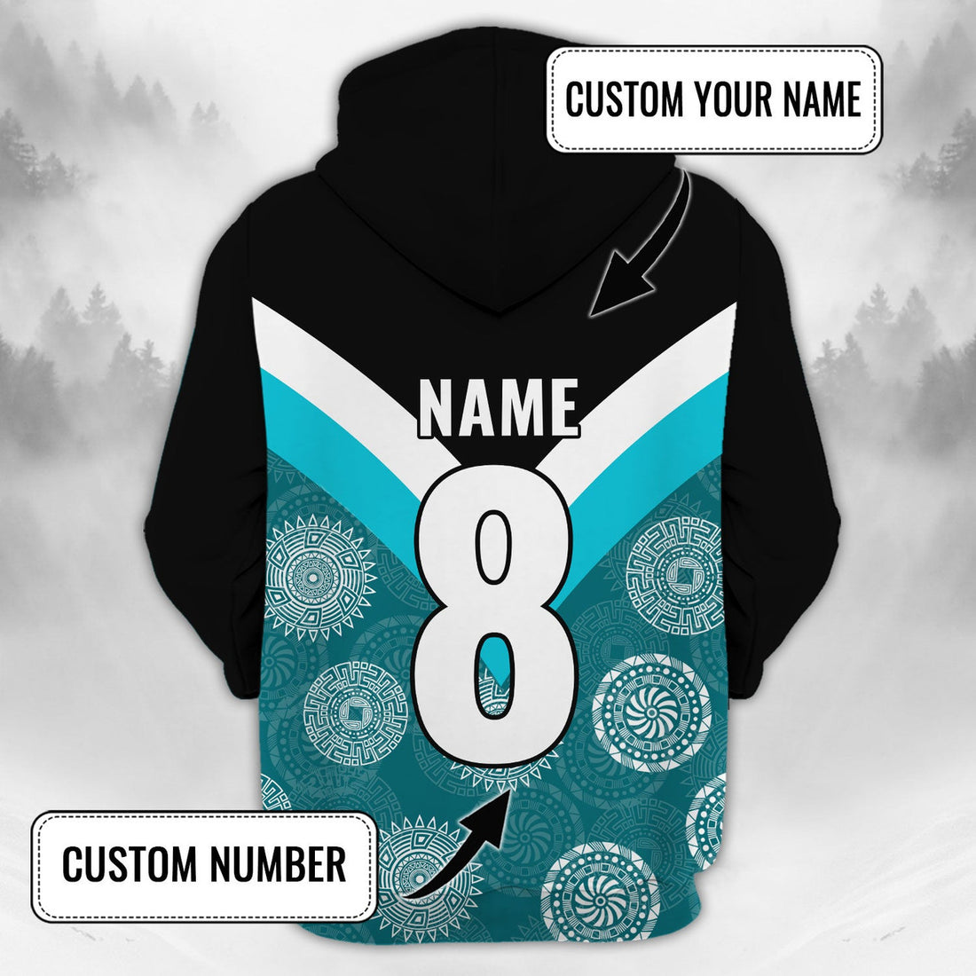 FUNSTUFFPRINT Port Adelaide 2 - Personalized Name 3D Hoodie and Zip Hoodie