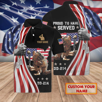 FUNSTUFFPRINT Veteran - DD 214 - Personalized Name 3D Polo Shirt