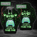 FUNSTUFFPRINT Gamer- Personalized Name 3D Hoodie and Zip Hoodie