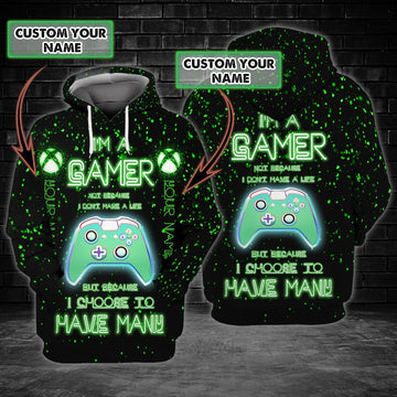 FUNSTUFFPRINT Gamer- Personalized Name 3D Hoodie and Zip Hoodie