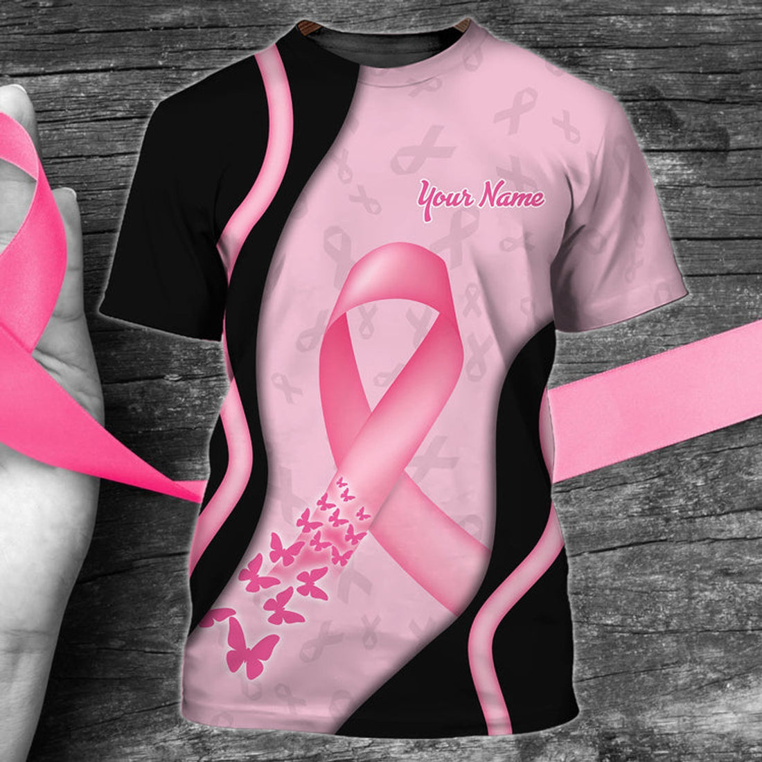 FUNSTUFFPRINT Personalized Breast Cancer Awareness Shirt For Men Women 3D T-shirt