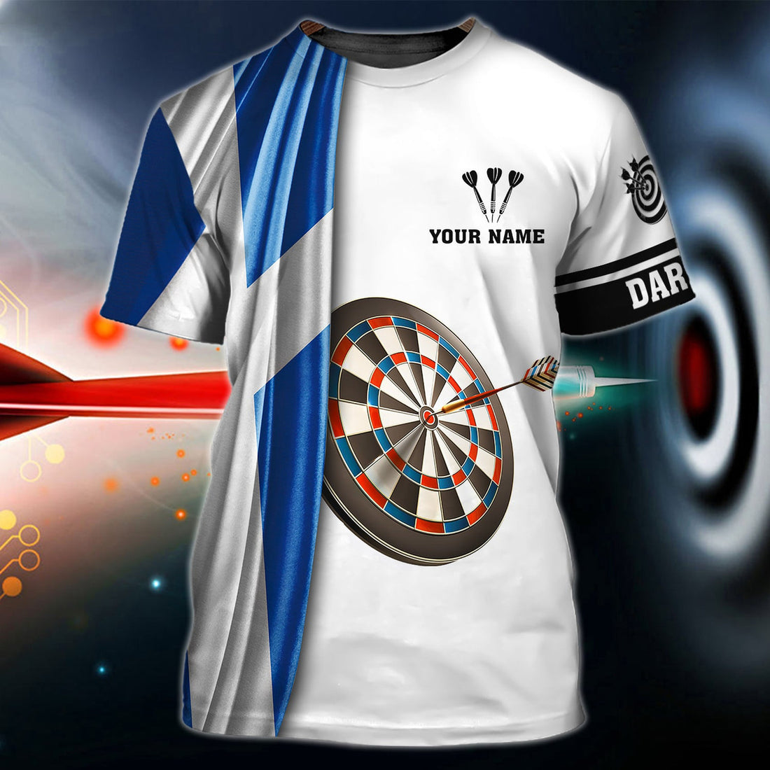FUNSTUFFPRINT Darts - Personalized Name 3D T-shirt