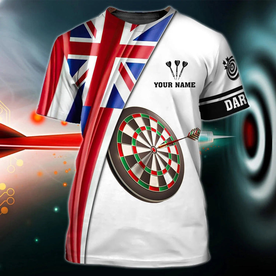FUNSTUFFPRINT Customized 3D UK DarT-Shirt Dart Player Team Uniform UK 3D T-shirt