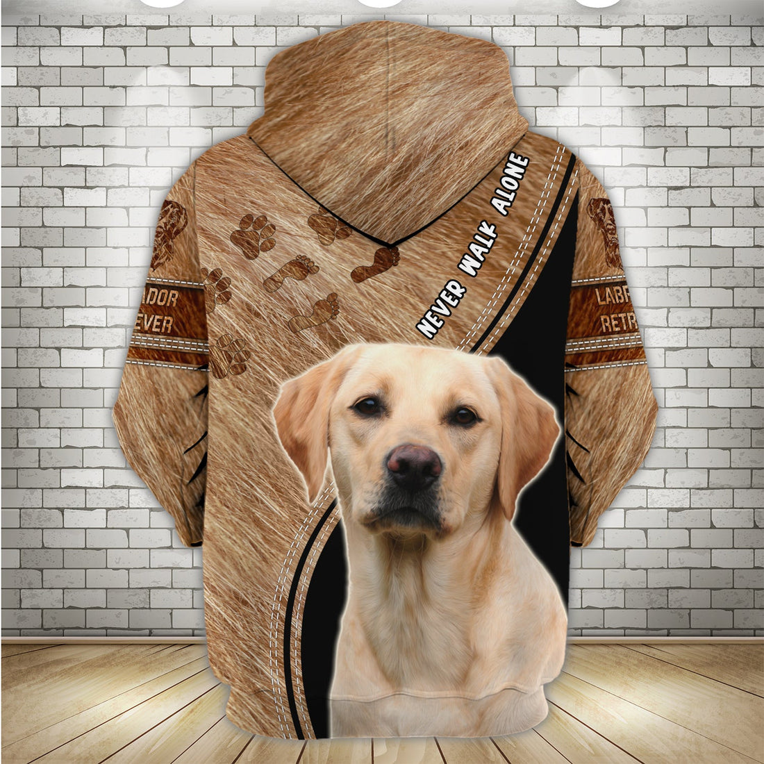 FUNSTUFFPRINT Never Walk Alone Labrador Retriever - Personalized Name 3D Hoodie and Zip Hoodie