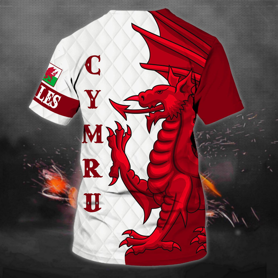 FUNSTUFFPRINT Wales - Cymru - Personalized Name 3D T-shirt