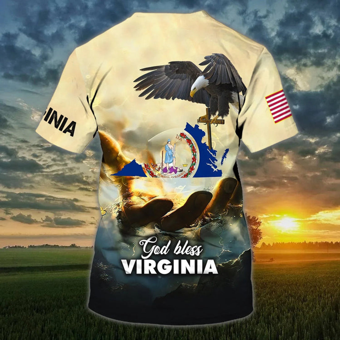 Customized God Bless Virginia T-Shirt Virginia T-Shirt Gift For Christian Jesus Shirt