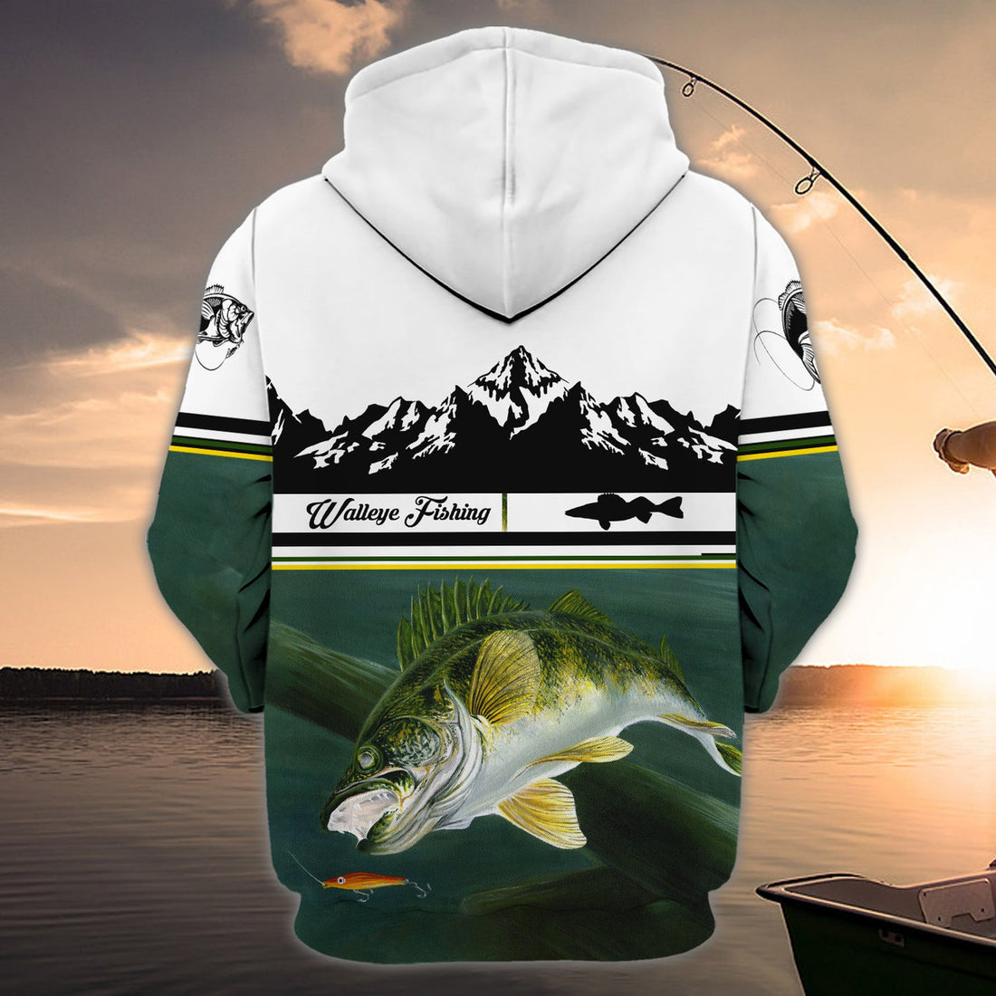 FUNSTUFFPRINT Walleye Fishing - Personalized Name 3D Hoodie and Zip Hoodie