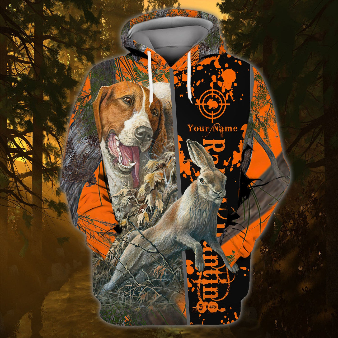 FUNSTUFFPRINT DOG HUNTING1 - Personalized Name 3D Hoodie and Zip Hoodie