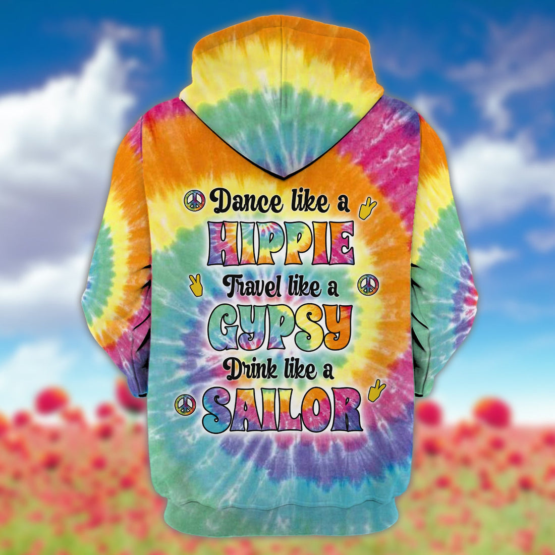 FUNSTUFFPRINT Personalized Name Hippie - 3D Hoodie and Zip Hoodie