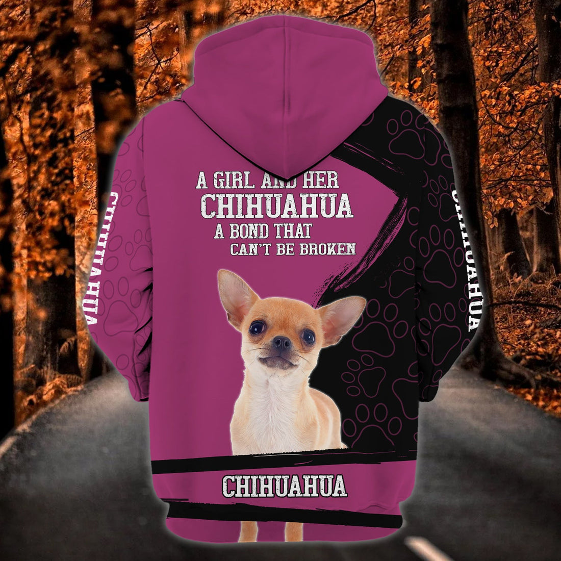 FUNSTUFFPRINT Chihuahua - Personalized Name 3D Hoodie and Zip Hoodie