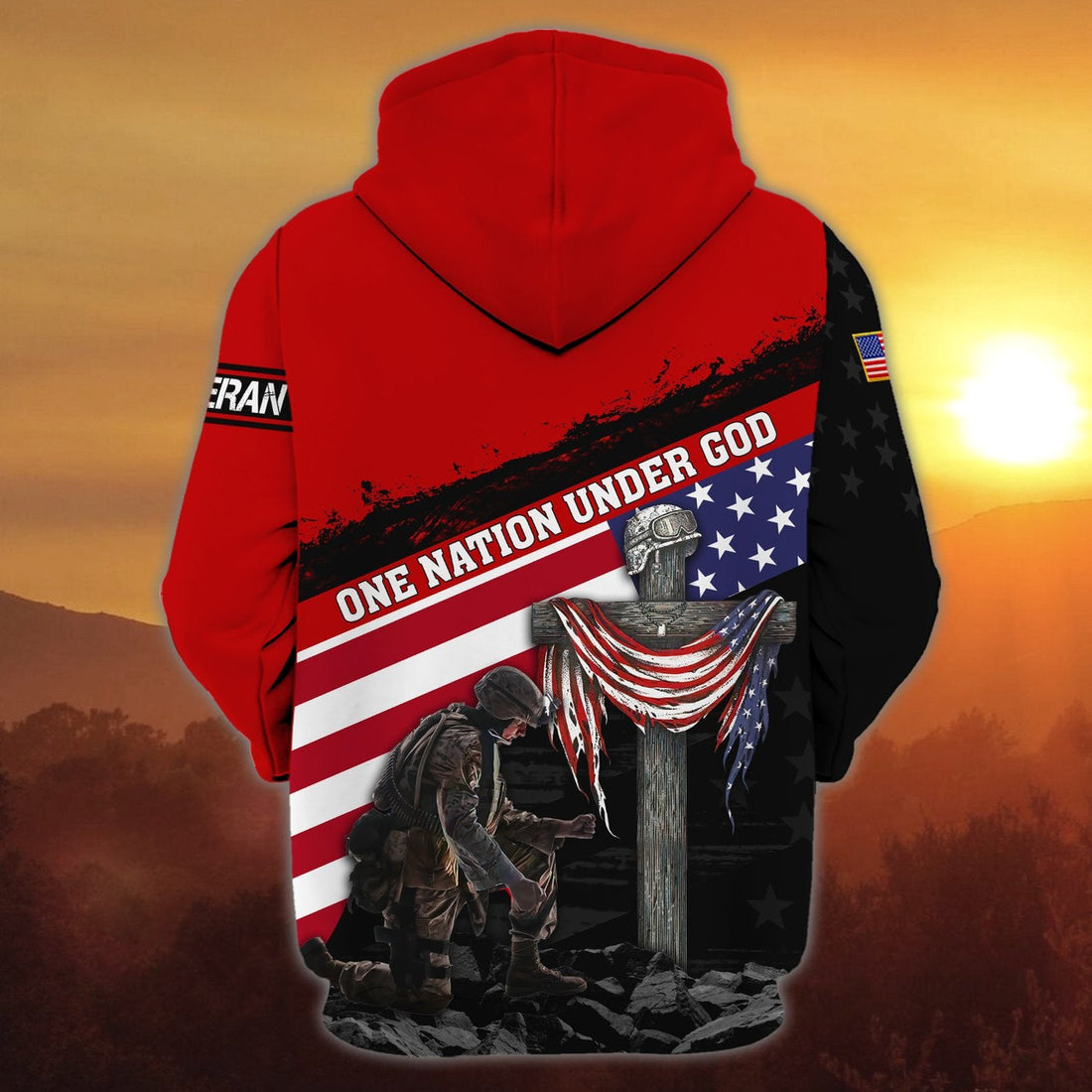 FUNSTUFFPRINT One Nation Under God - Personalized Name 3D Hoodie - DAH HKM 75 3D Hoodie and Zip Hoodie