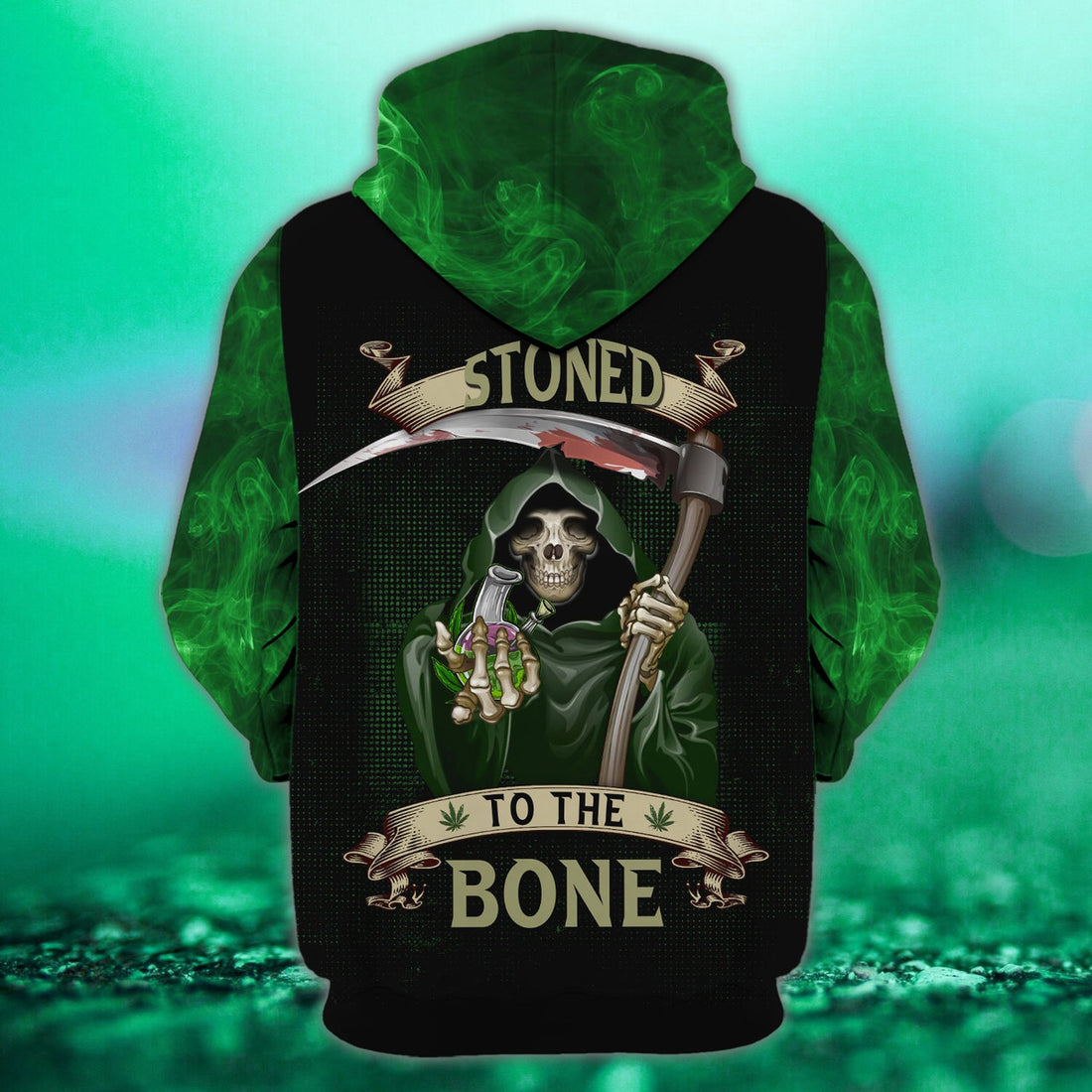 FUNSTUFFPRINT FGREEN SKULL - Personalized Name 3D Hoodie and Zip Hoodie