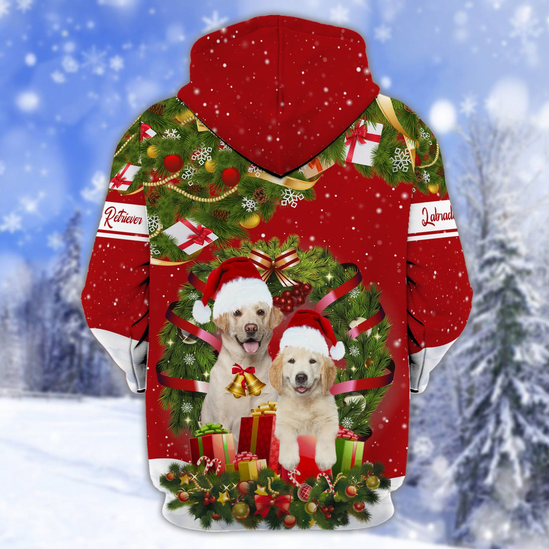 FUNSTUFFPRINT Labrador Christmas - Personalized Name 3D Hoodie and Zip Hoodie