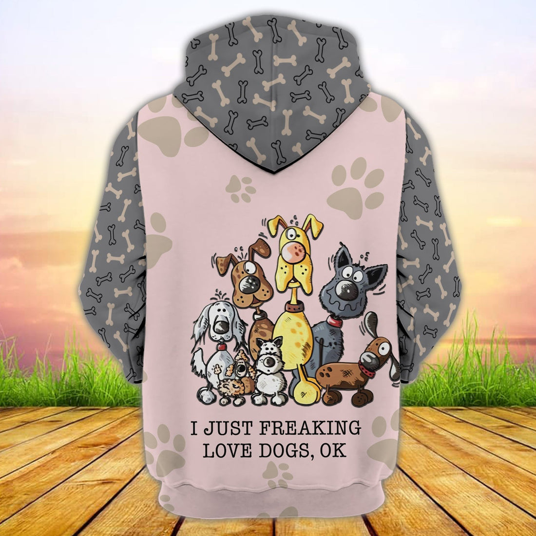 FUNSTUFFPRINT Personalized Name-I just freaking love dogs 3D Hoodie and Zip Hoodie